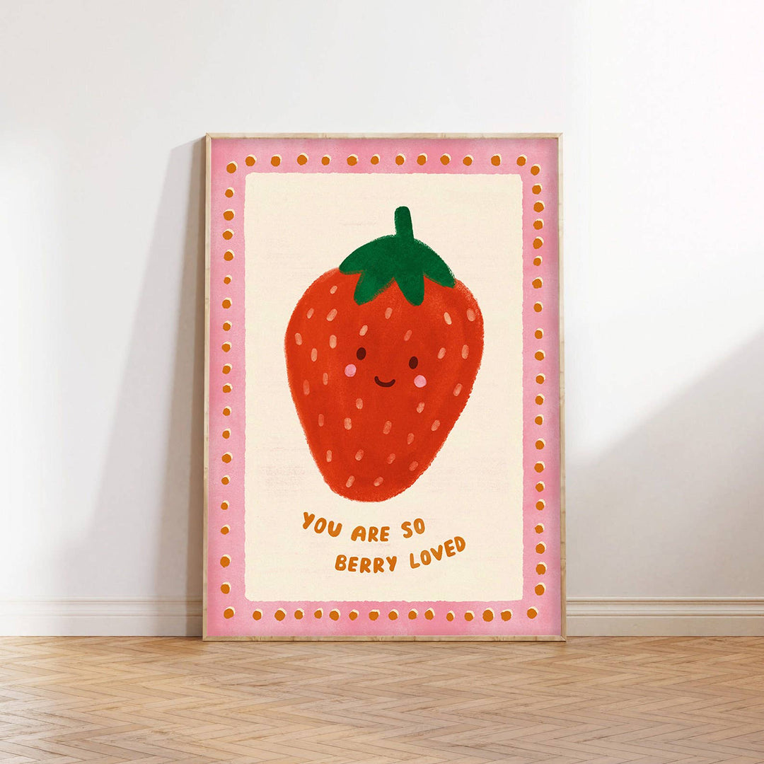 Lauren Sissons Studio Berry Loved Strawberry Print - A3