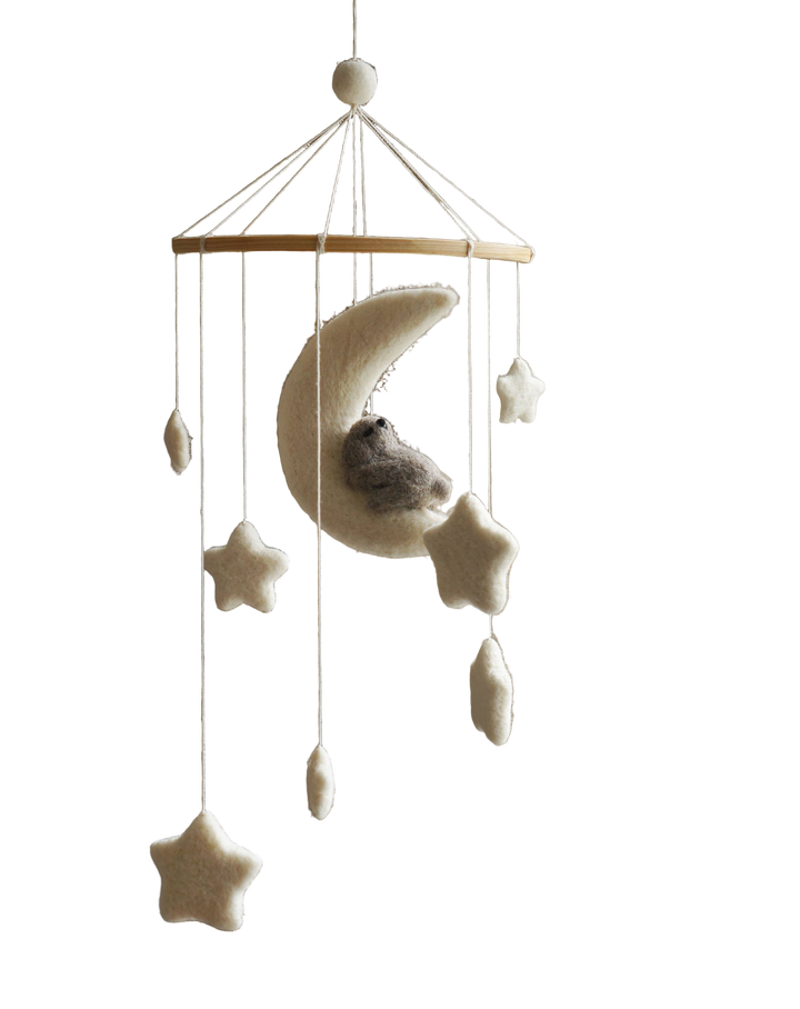 Gamcha White Moon with Rabbit Mobile - Multi