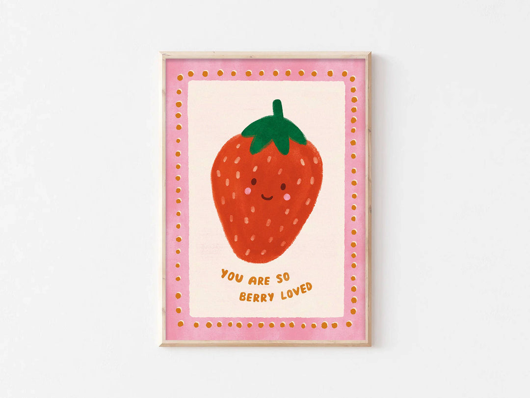Lauren Sissons Studio Berry Loved Strawberry Print - A3