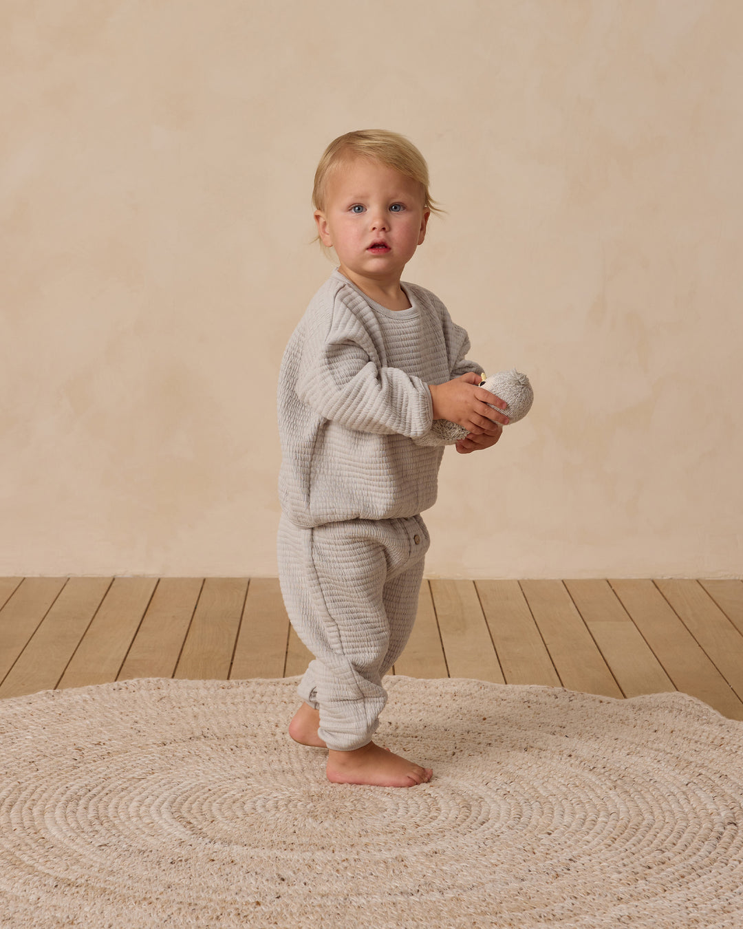 Quincy Mae Textured Sweat Set - Frost