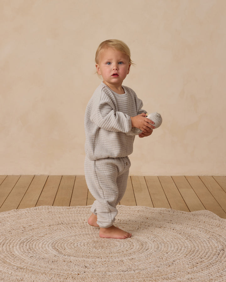 Quincy Mae Textured Sweat Set - Frost