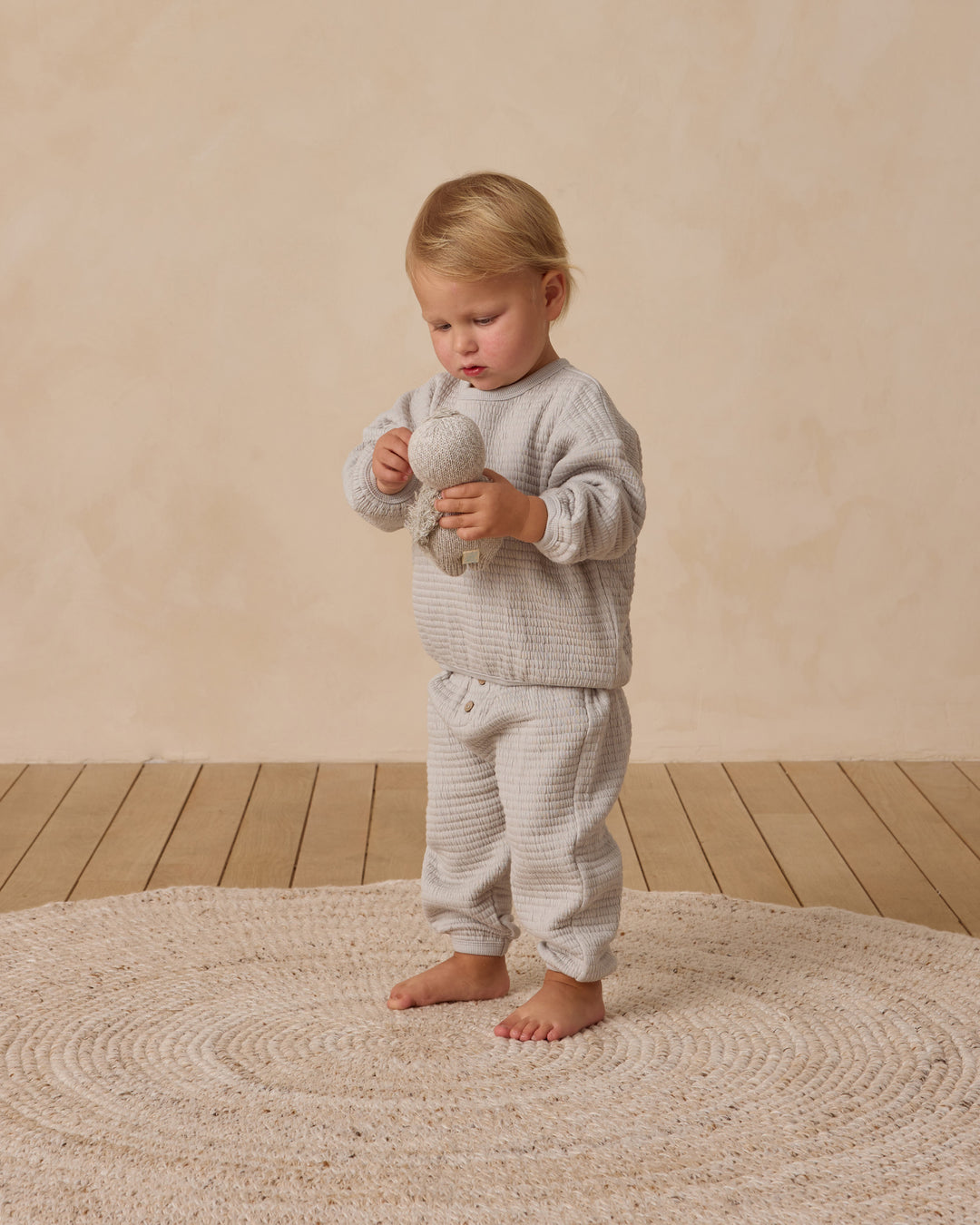Quincy Mae Textured Sweat Set - Frost