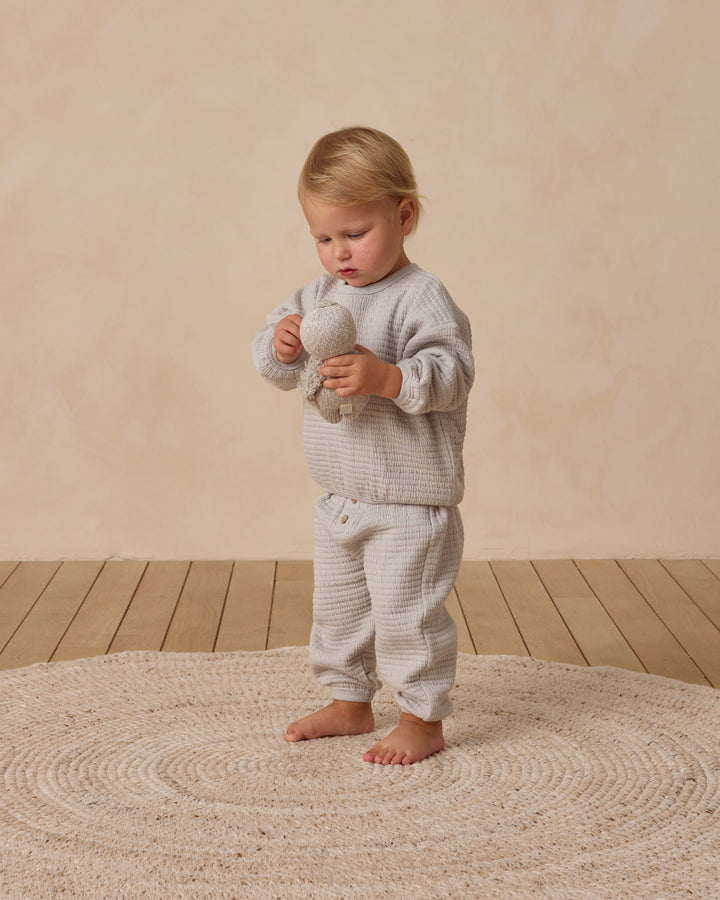Quincy Mae Textured Sweat Set - Frost