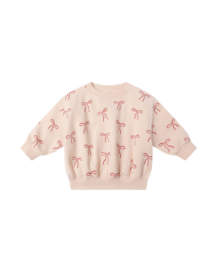 Quincy Mae Relaxed Fleece Sweatshirt - Red Bows