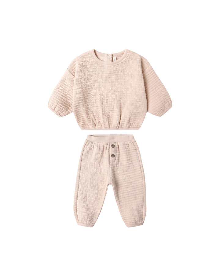 Quincy Mae Textured Sweat Set - Antique