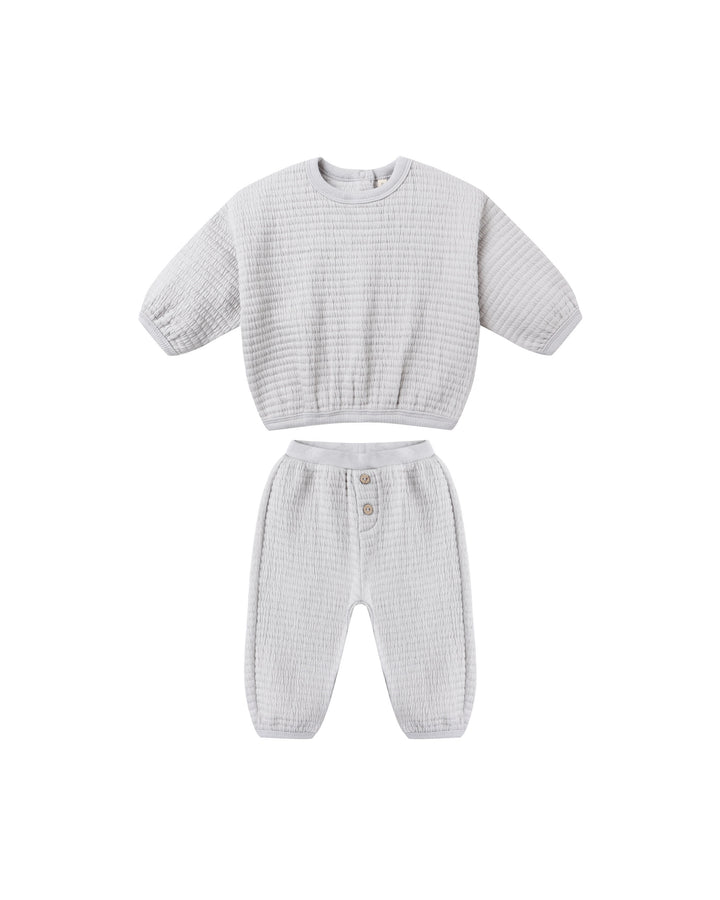Quincy Mae Textured Sweat Set - Frost