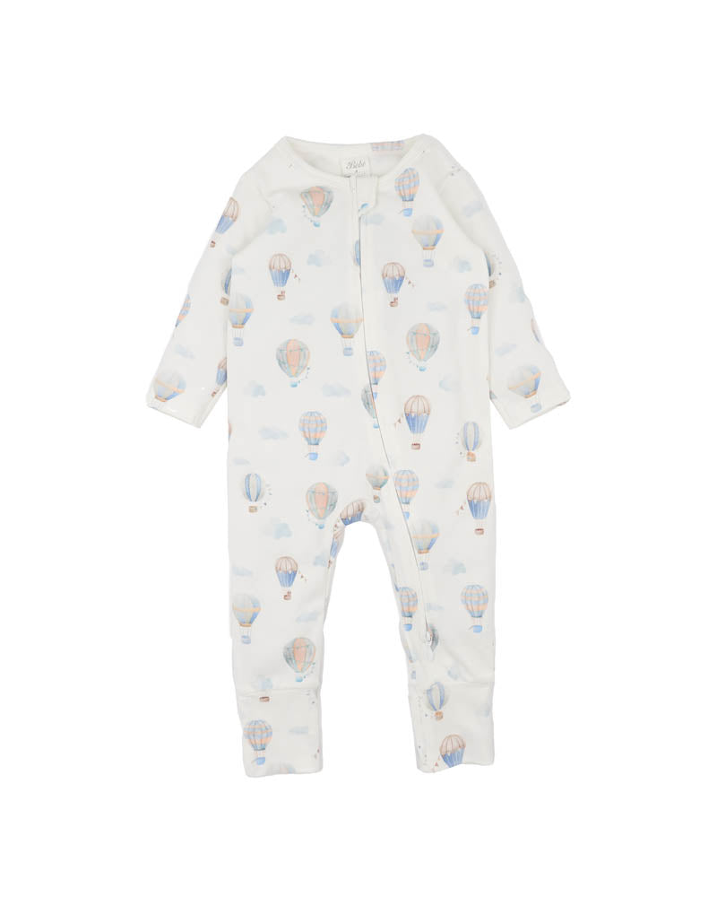 Minihaha Long Sleeve Organic Zipsuit - Sky High