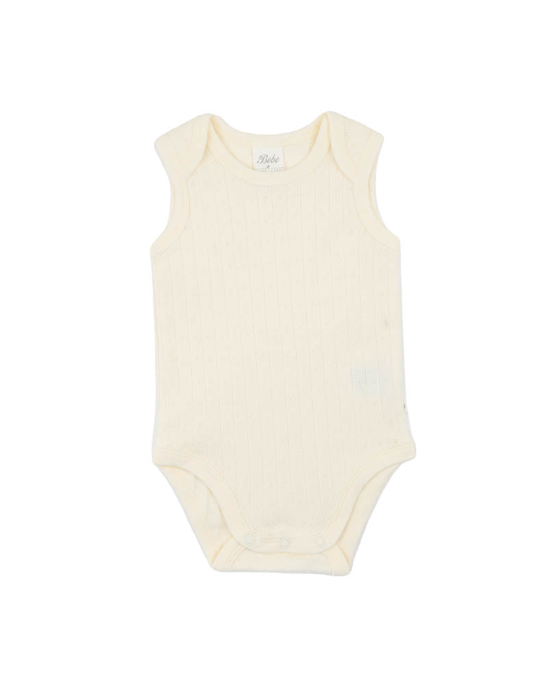 Minihaha Envelope Neck Pointelle Bodysuit - Milk