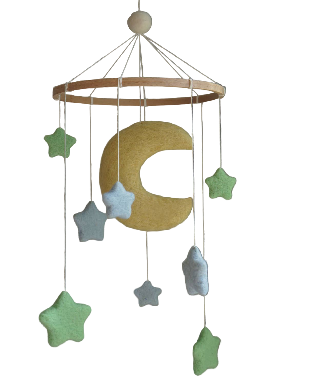 Gamcha Big Moon with Stars Mobile - Mint/Blue