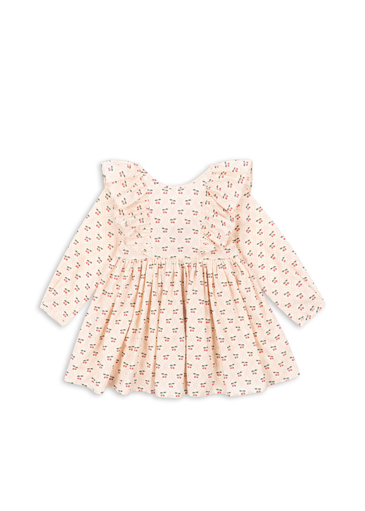 Konges Sløjd Cianna LS Bow Dress GOTS - Cherry Pink Motif