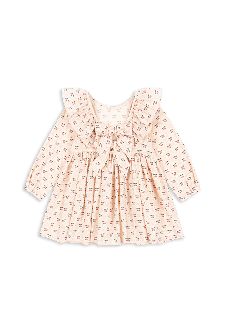 Konges Sløjd Cianna LS Bow Dress GOTS - Cherry Pink Motif