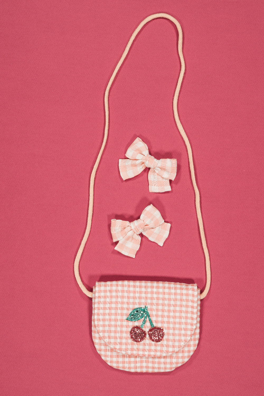 Luciole et Petit Pois Gingham Handbag - Cherry