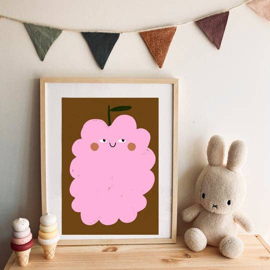 Yaya Studio Raspberry A3 Print - Pink &amp; Brown