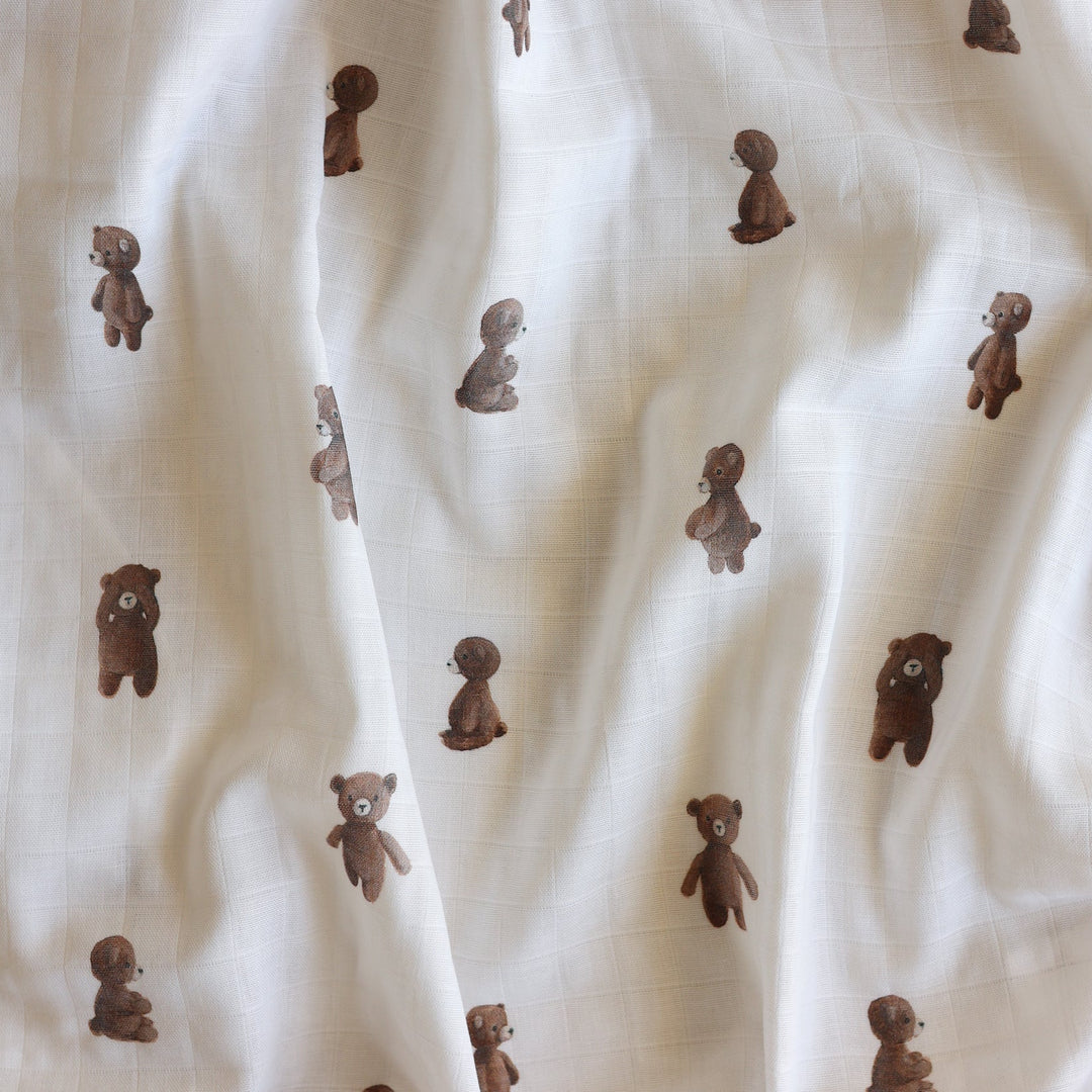 Fledge and Thread Muslin Swaddle - Teddy Bear