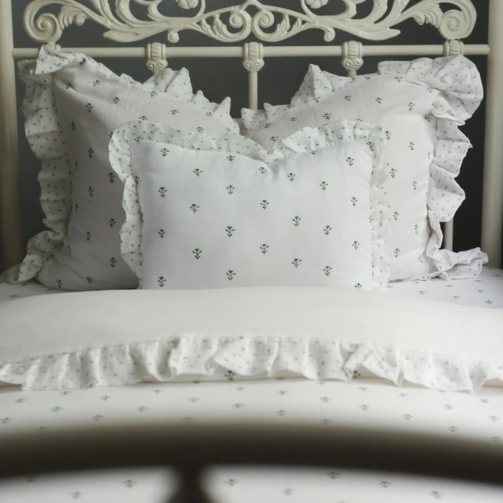 Fledge and Thread Throw Cushion - Blue Floral