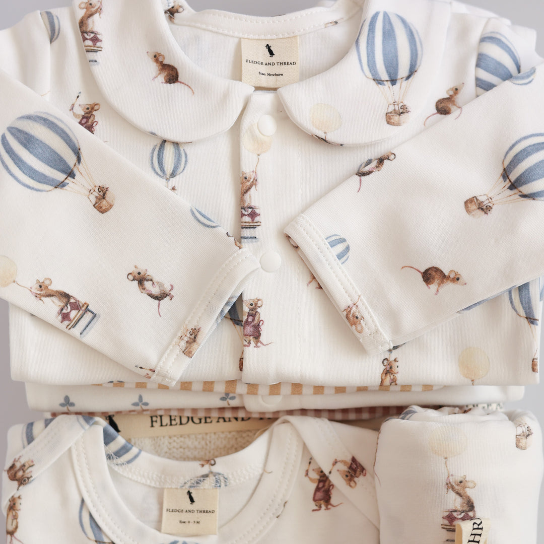 Fledge and Thread Babygrow - Mouse & Air Balloon