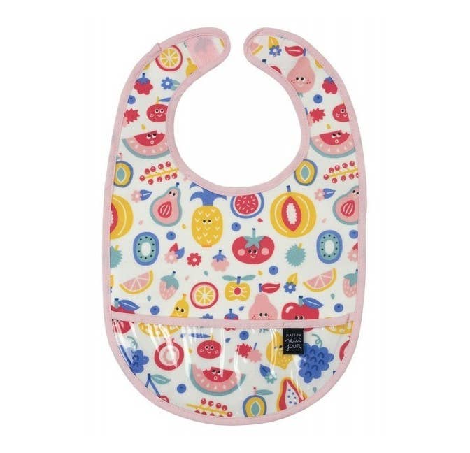 Petit Jour Paris Coated Cotton Bib - Pink Multi Print