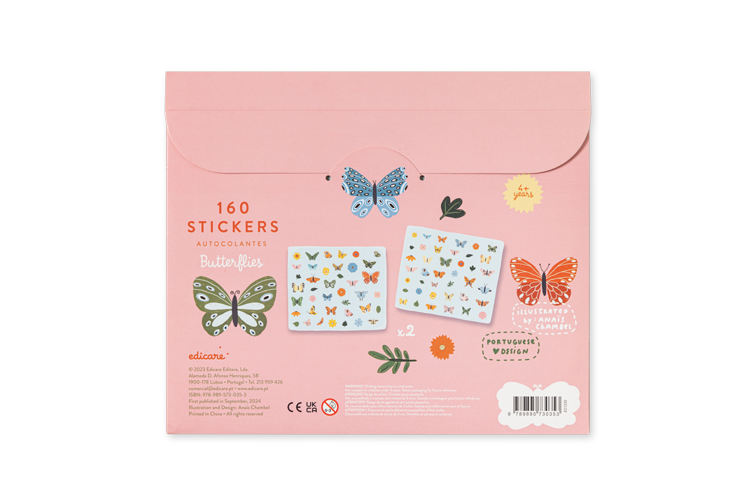 Edicare Editora 160 Sticker Set - Butterflies