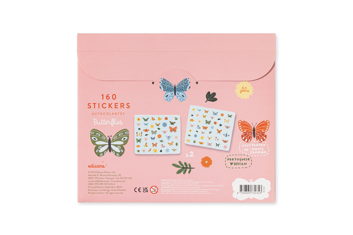 Edicare Editora 160 Sticker Set - Butterflies