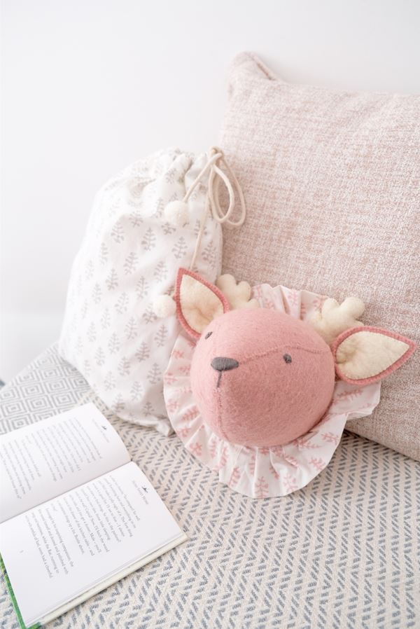 Fiona Walker England Deer with Vintage Ruff Head Mini - Pink
