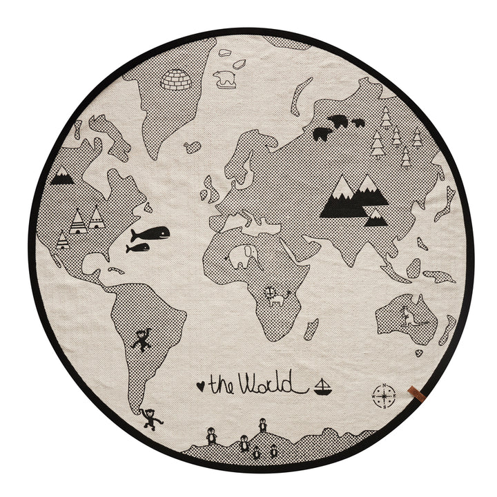 OYOY Mini World Rug - Black & Off White