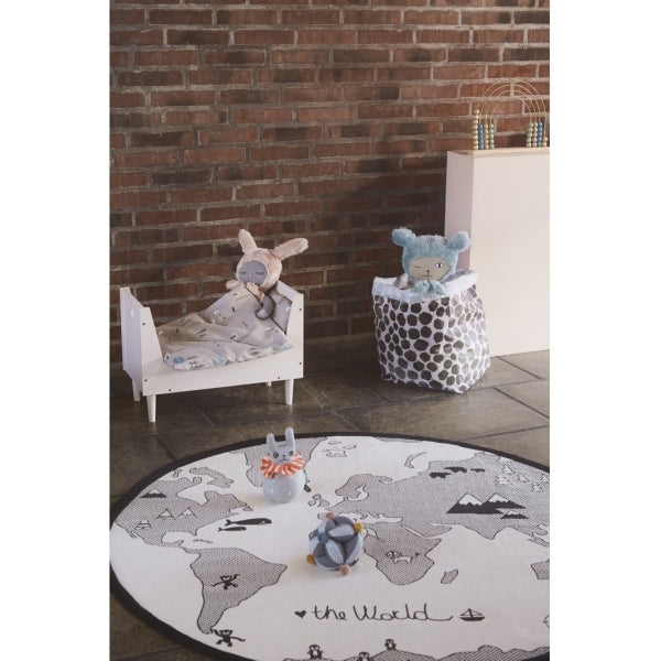 OYOY Mini World Rug - Black & Off White