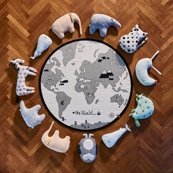 OYOY Mini World Rug - Black & Off White