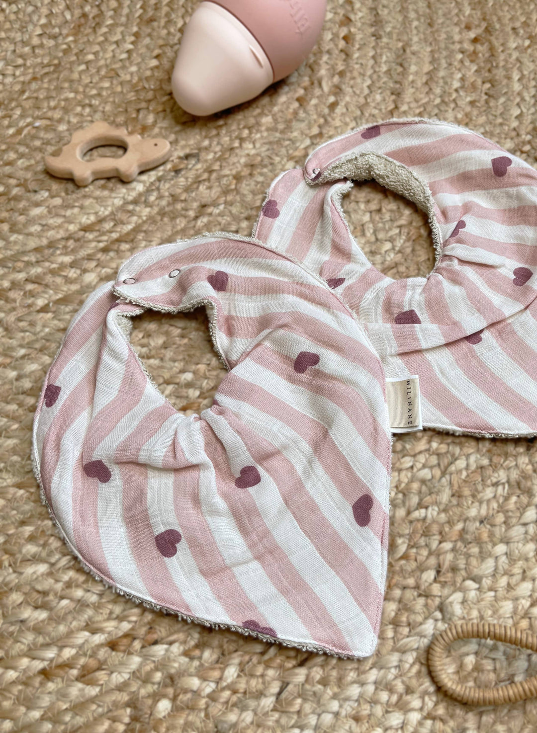 Milinane Lot de 2 Bavoirs Mael Bandana - Candy Cane / Pre Order