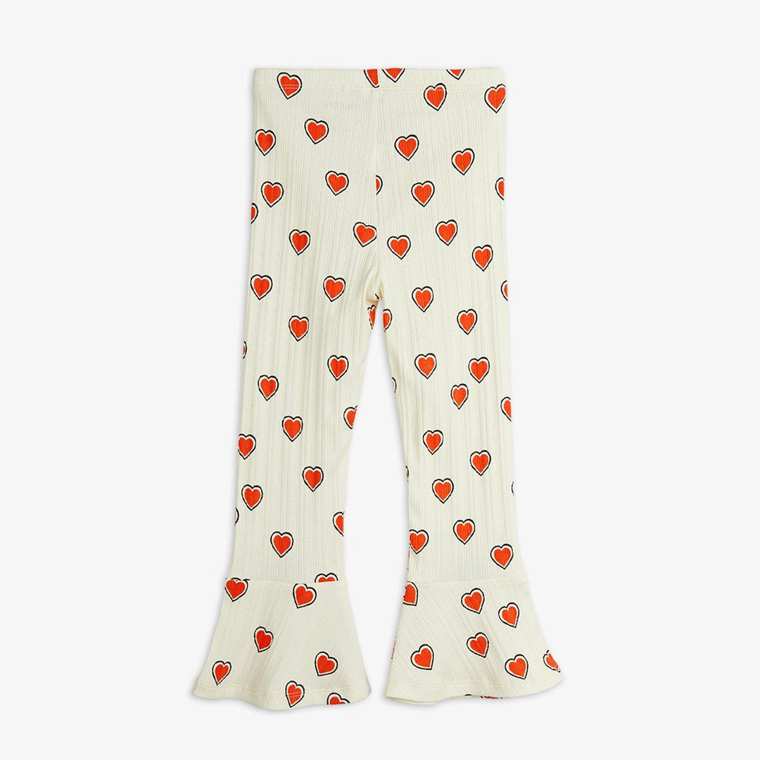 Mini Rodini Outlined Hearts Flared Trousers - Off White