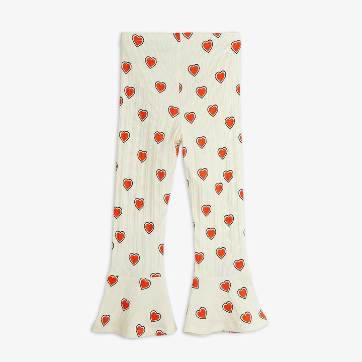 Mini Rodini Outlined Hearts Flared Trousers - Off White