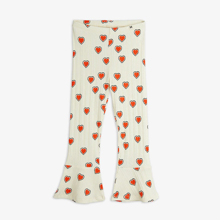Mini Rodini Outlined Hearts Flared Trousers - Off White