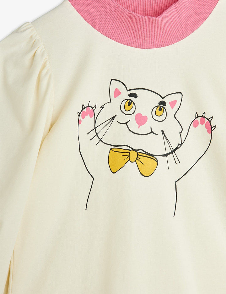 Mini Rodini Cat Balloon Sleeve Top - Off White