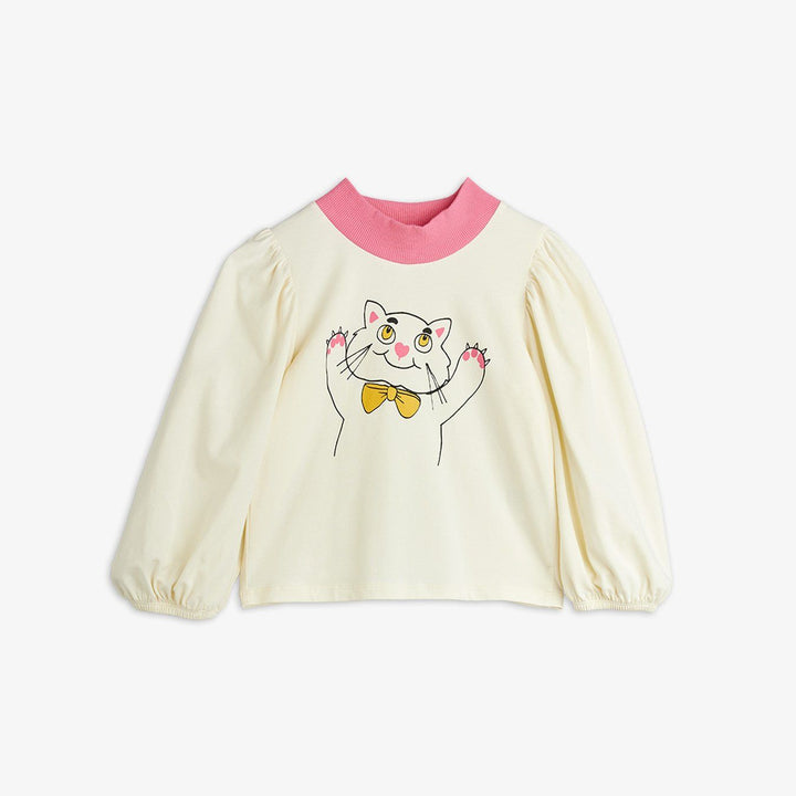 Mini Rodini Cat Balloon Sleeve Top - Off White