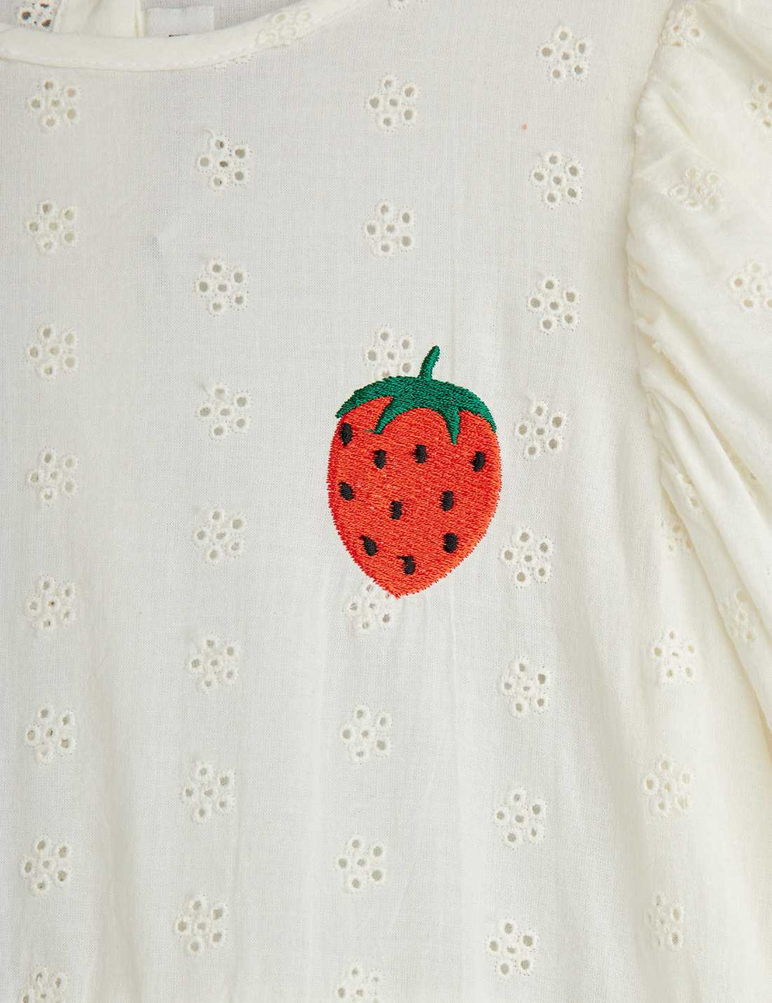 Mini Rodini Strawberry Schiffli Woven Dress - Off White