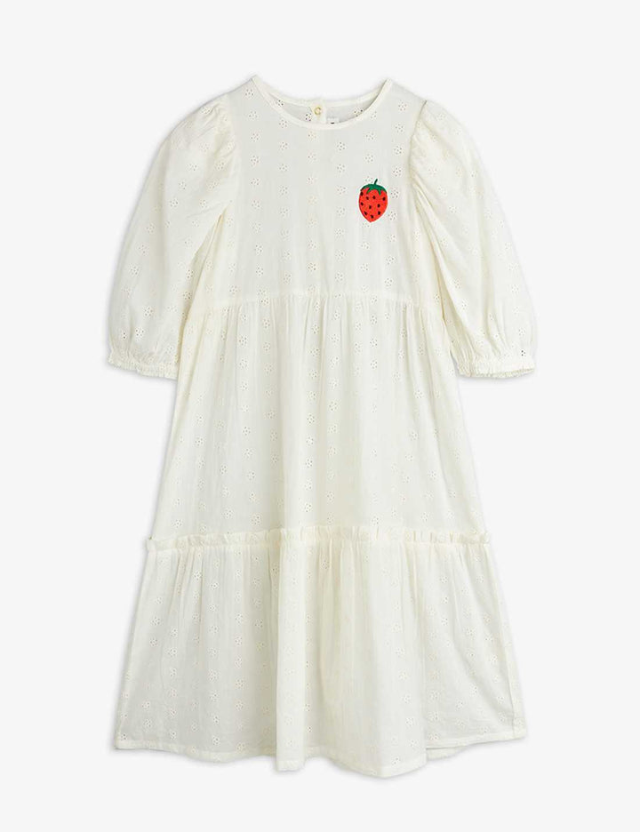 Mini Rodini Strawberry Schiffli Woven Dress - Off White