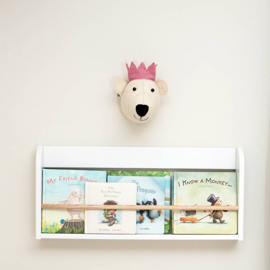 Fiona Walker England Mini White Bear Head - Pink