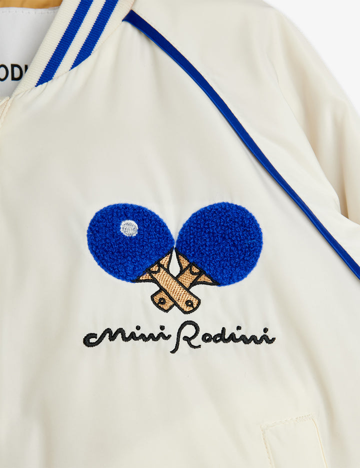 Mini Rodini Table Tennis Team Baseball Jacket - White