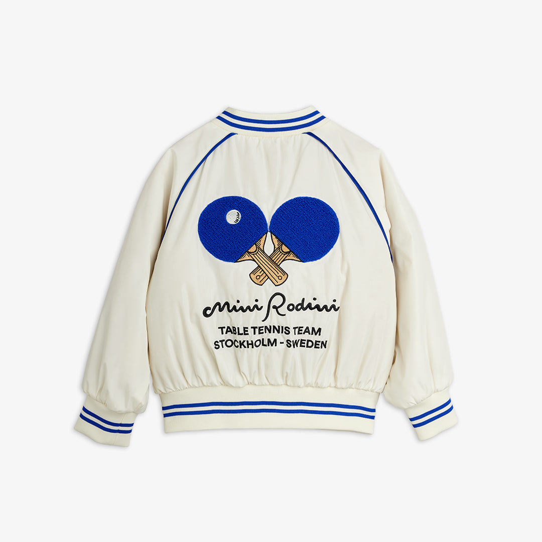Mini Rodini Table Tennis Team Baseball Jacket - White