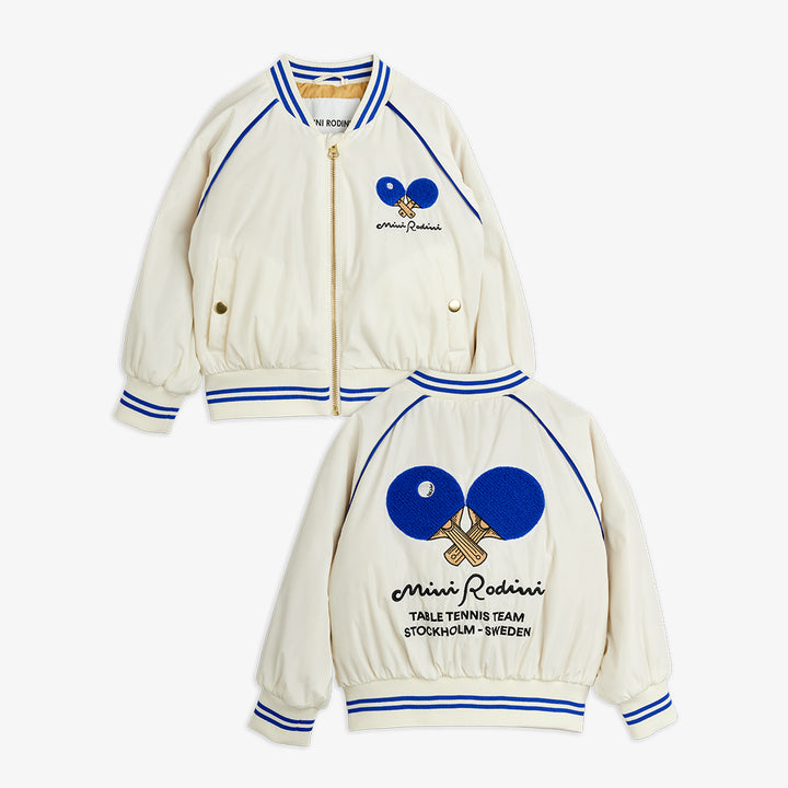 Mini Rodini Table Tennis Team Baseball Jacket - White