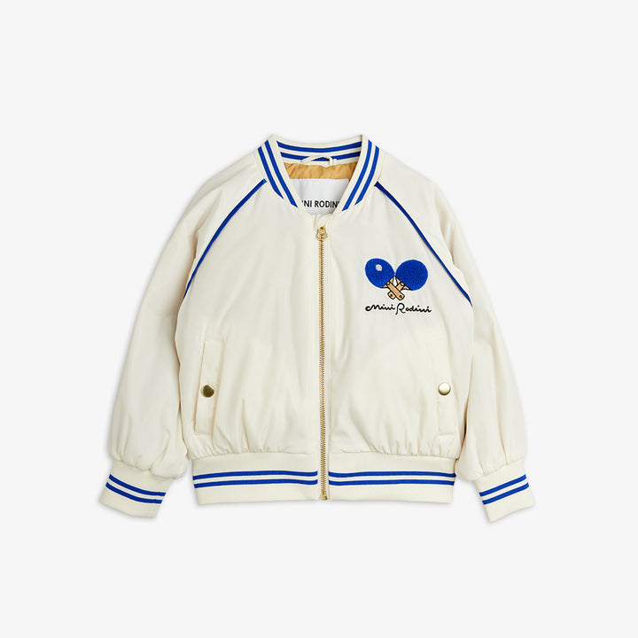 Mini Rodini Table Tennis Team Baseball Jacket - White