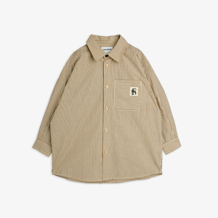 Mini Rodini Poplin Long Sleeve Shirt - Brown