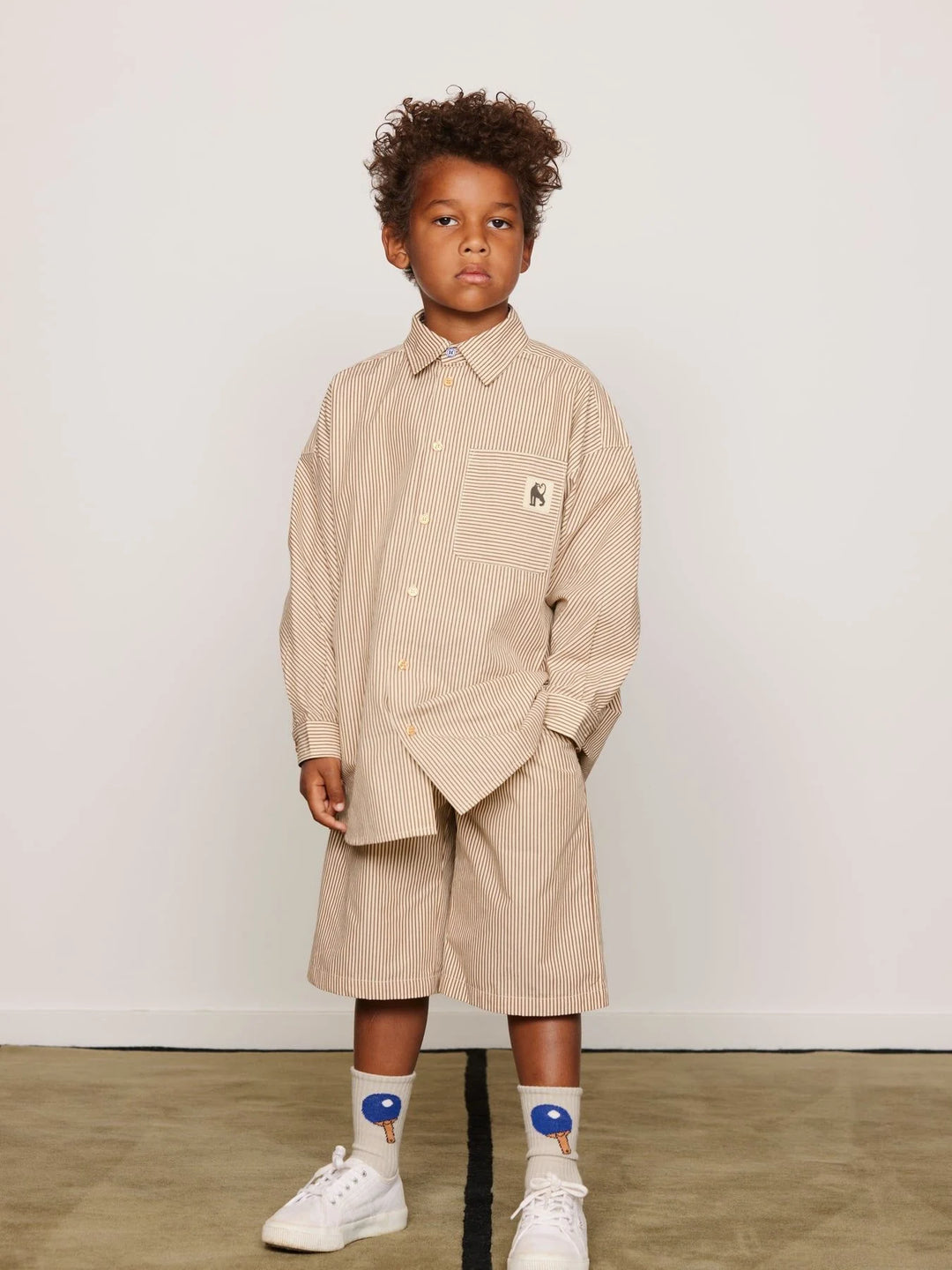 Mini Rodini Poplin Long Sleeve Shirt - Brown