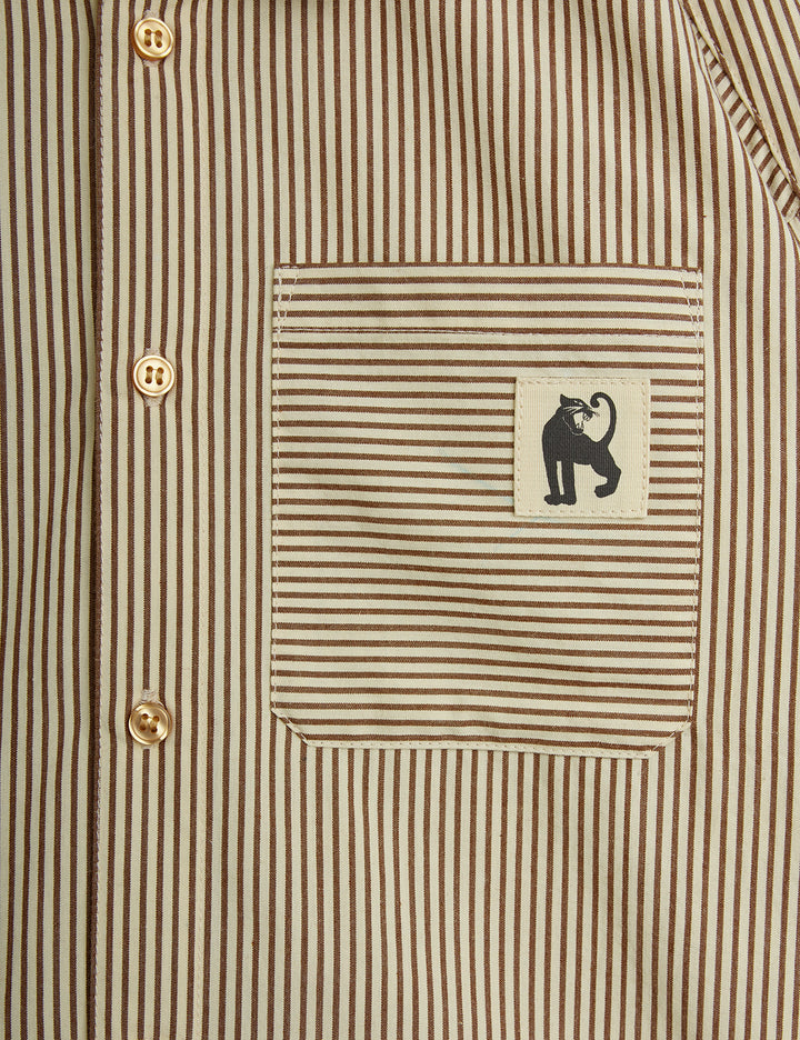 Mini Rodini Poplin Long Sleeve Shirt - Brown