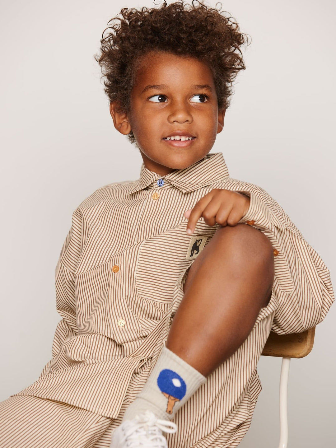 Mini Rodini Poplin Long Sleeve Shirt - Brown
