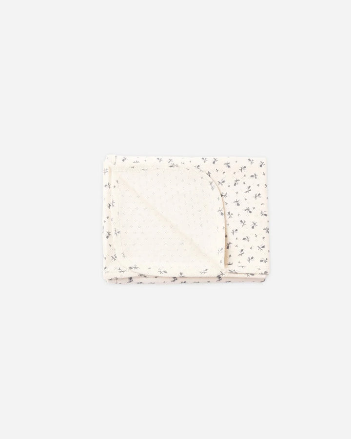 Quincy Mae Pointelle Baby Blanket - Blue Ditsy