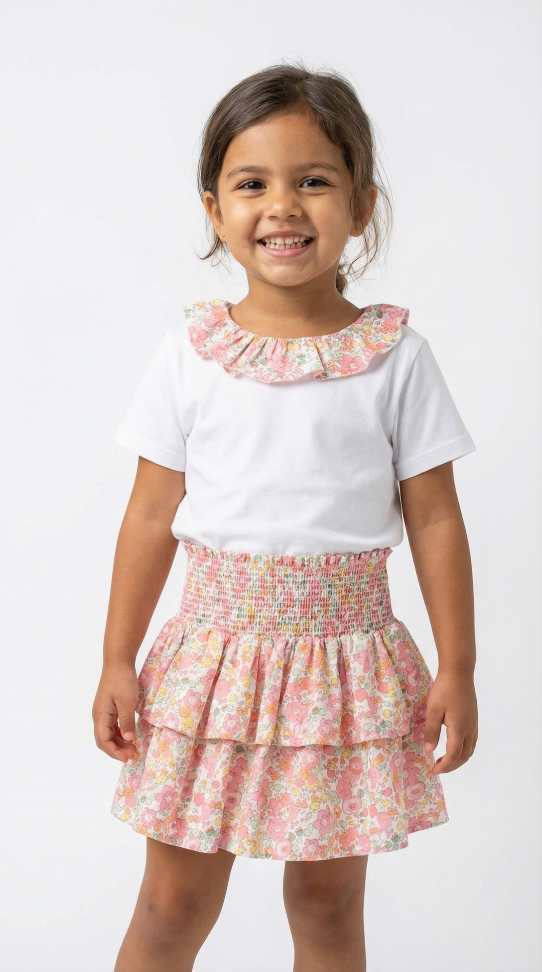 Ben & Lola Edith Floral Short Sleeve Collar Top - Pink