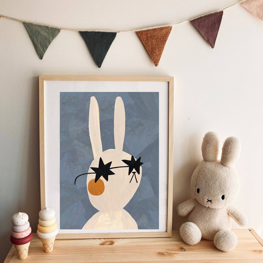 Yaya Studio Mr Rabbit A3 Print - Blue