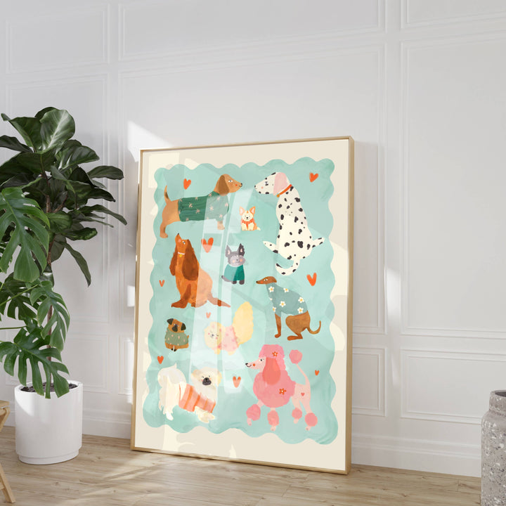 Kate Fox Design Blue Puppy Love Print - A3