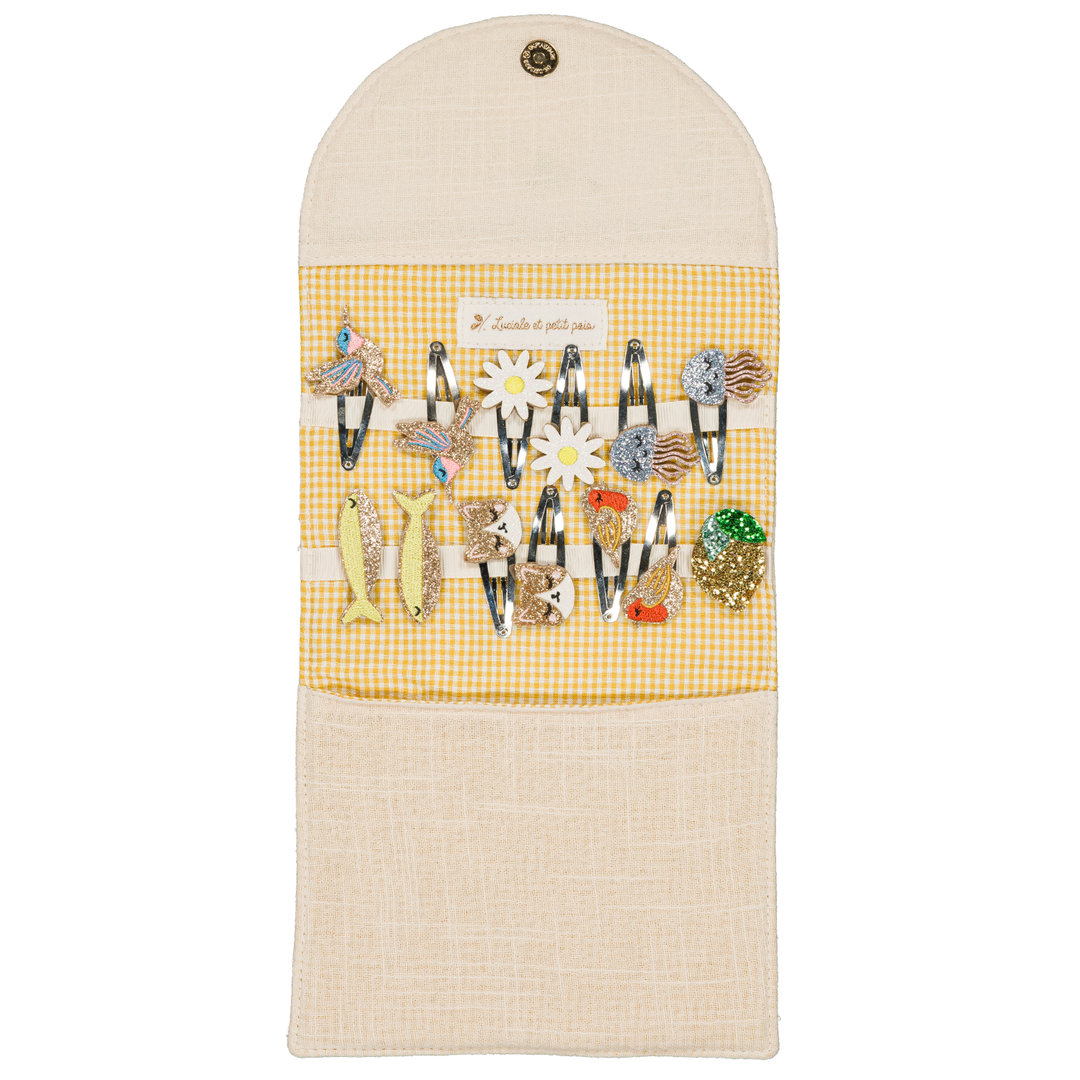 Luciole et Petit Pois Barrette Holder Pouch - Lemon