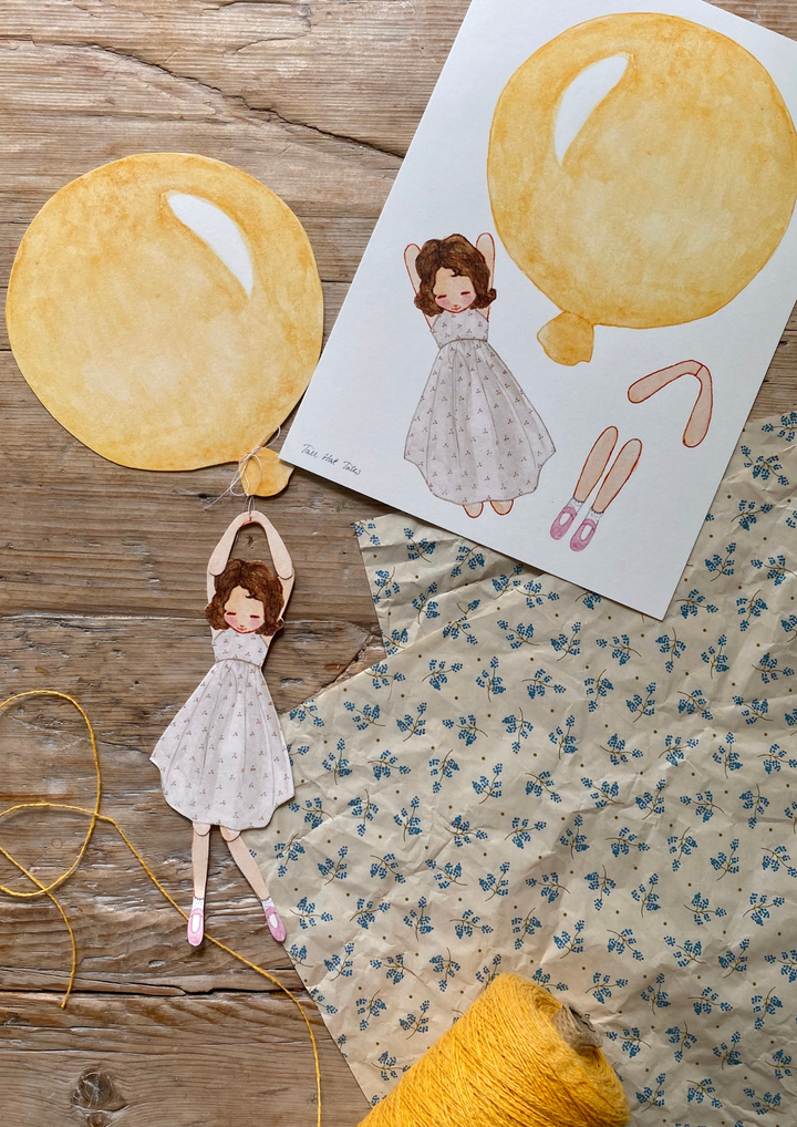 Tall Hat Tales Girl Balloon - Yellow